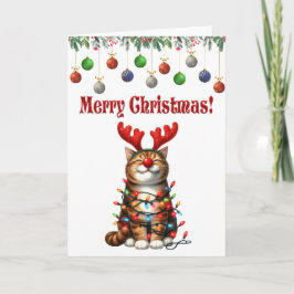 Tarjeta Navidades gatos divertidos de Navidad