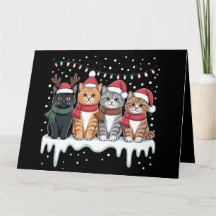 Tarjeta Navidades gatos encienden a reno a amante de gatos