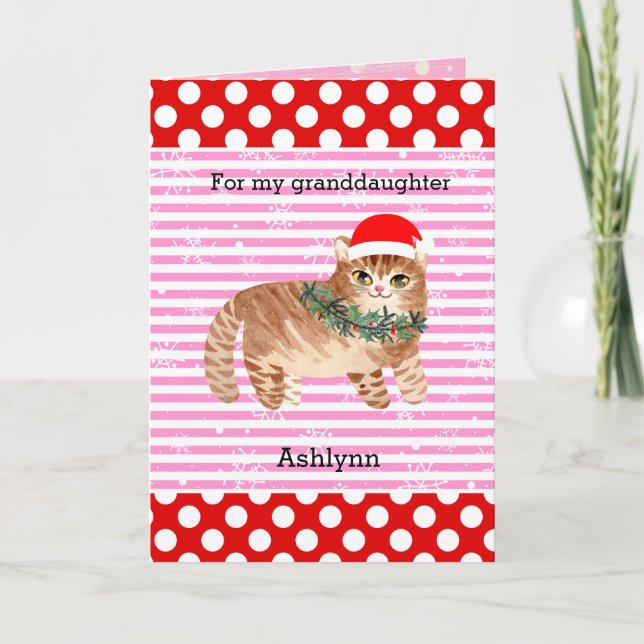 Tarjeta Navidades gatos gatos gatos gatitos y rosados (Anverso)