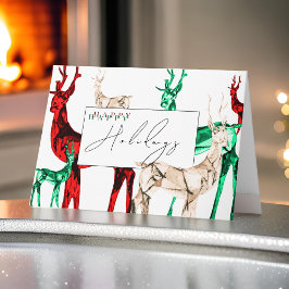 Tarjeta Navidades Gemstone Crystal Reindeer Felices Fiesta