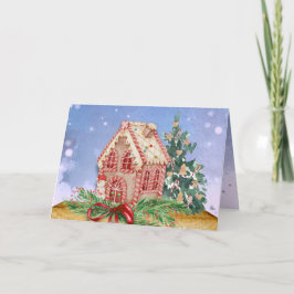 Tarjeta Navidades Gingerbread House Watercolor Saludo