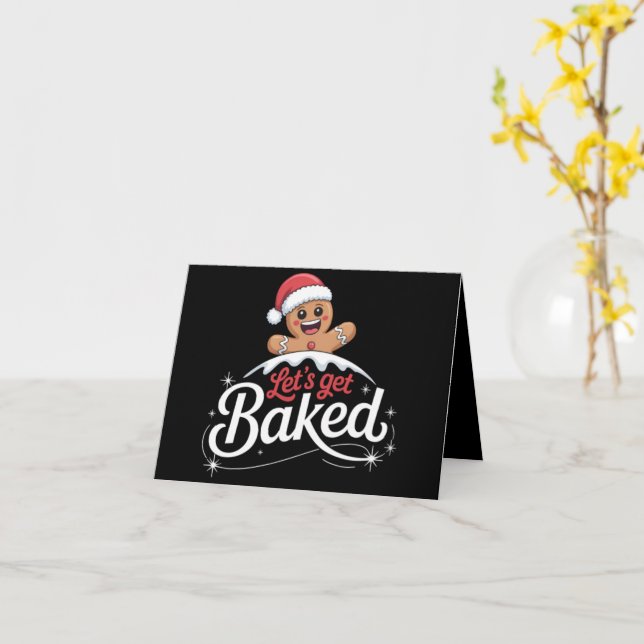 Tarjeta Navidades Gingerbread Man Family Let's Get Baked (flor amarilla)
