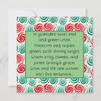 Tarjeta Navidades giran rojo, verde y blanco