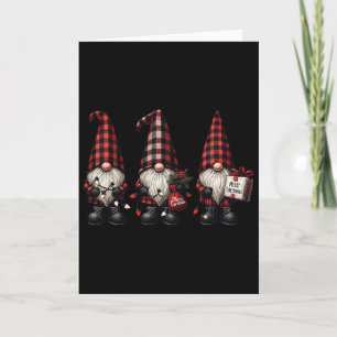 Tarjeta Navidades Gnome Trio Búfalo Cheque Gorras De Papel