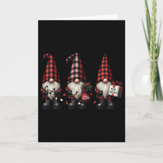 Tarjeta Navidades Gnome Trio Búfalo Cheque Gorras De Papel