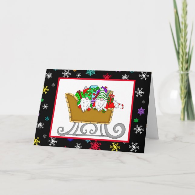 Tarjeta Navidades Gnomes | Feliz Navidad a tu familia (Anverso)