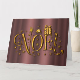 Tarjeta Navidades Gold Noel y Rosa Gold