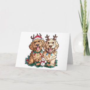 Tarjeta Navidades Goldendoodle Dogs
