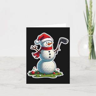 Tarjeta Navidades Golf Snowman Santa Hat Funny Golf Lover