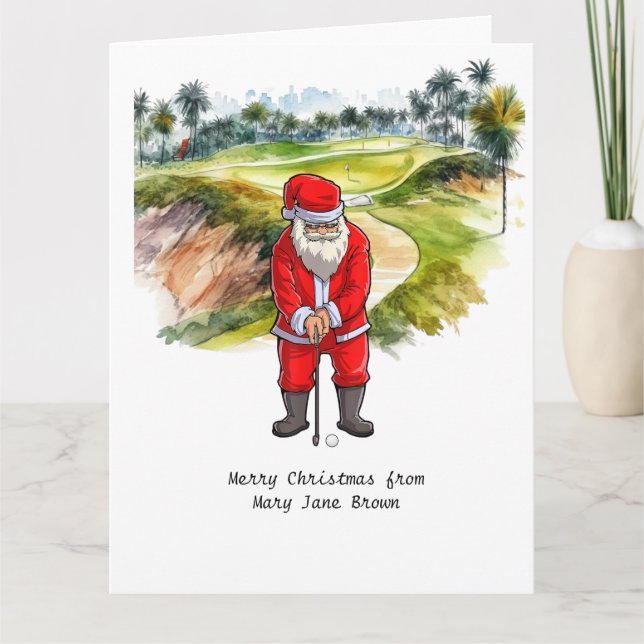Tarjeta Navidades golfistas de Santa CLAUS (Anverso)