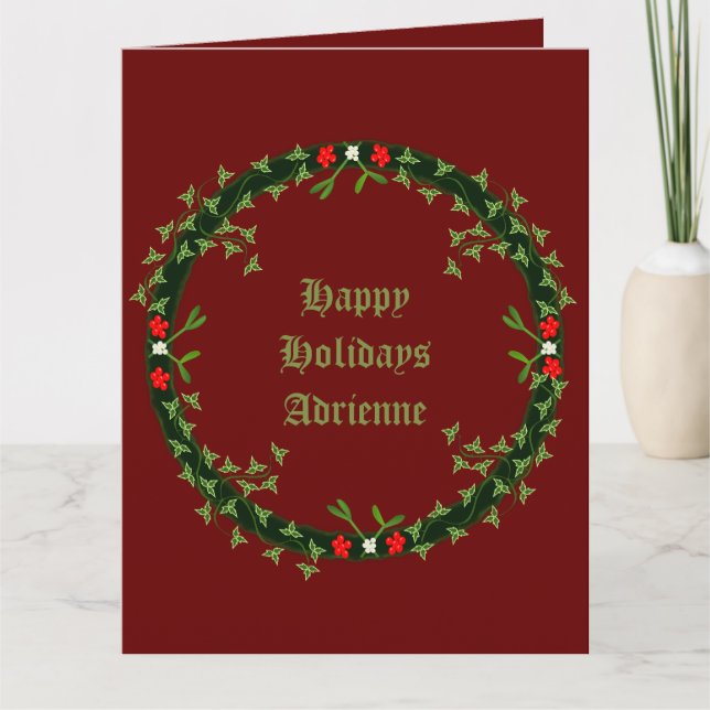 Tarjeta Navidades góticos Personalizado Wreath (Anverso)