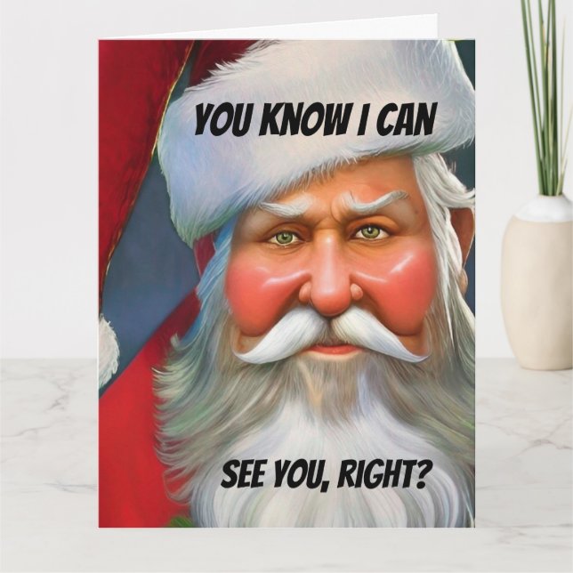 Tarjeta Navidades Graciosa Novedad QUE PUEDO VER. ¡DETENGA (Anverso)