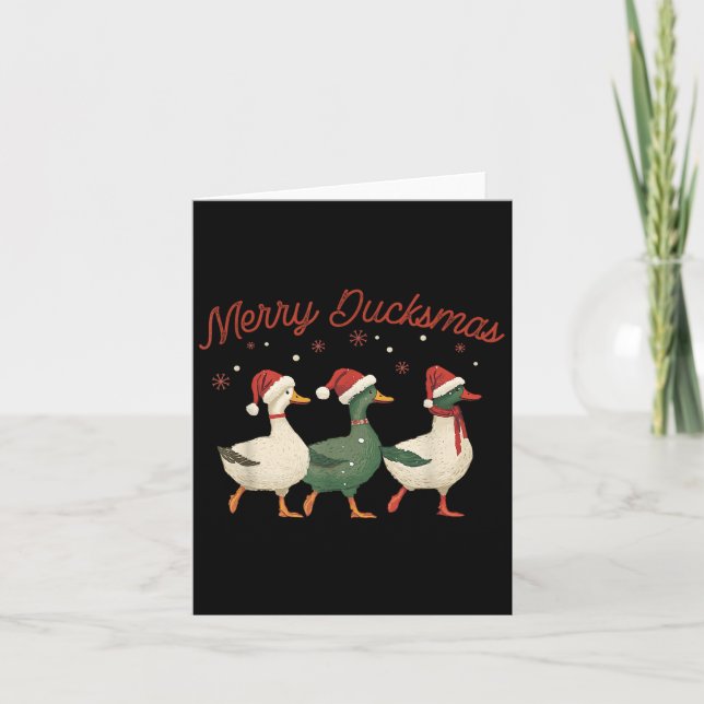 Tarjeta Navidades Graciosos De Merry Ducksmas Festividades (Anverso)