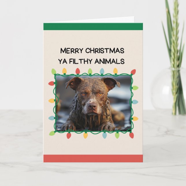 Tarjeta Navidades graciosos de Perro Brown (Anverso)