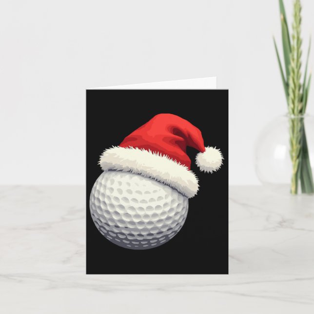 Tarjeta Navidades Graciosos Golf Santa Ball Con Gorra En N (Anverso)