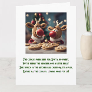 Tarjeta Navidades graciosos poema Navidades renos