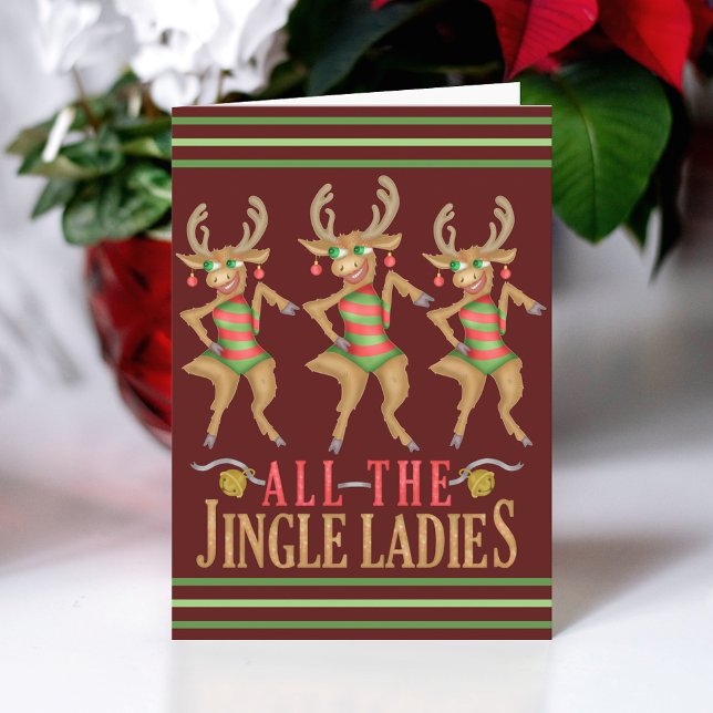 Tarjeta Navidades graciosos renos y damas gemelas (Subido por el creador)