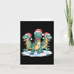 Tarjeta Navidades graciosos Santa Reindeer Cute Dinosaur S