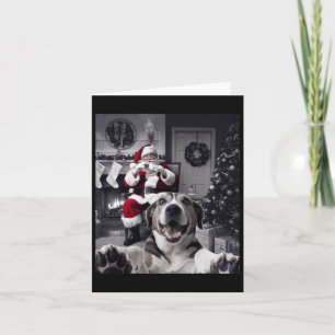 Tarjeta Navidades Graciosos Selfie De Perro Con Santa Clau