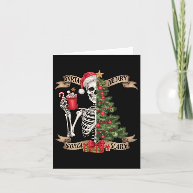 Tarjeta Navidades graciosos Skeleton Sorta Merry Sorta Sca (Anverso)