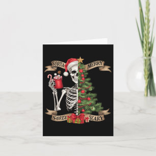 Tarjeta Navidades graciosos Skeleton Sorta Merry Sorta Sca