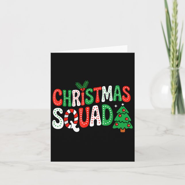 Tarjeta Navidades Groovy Squad Xmas Tree Familiar Coincide (Anverso)