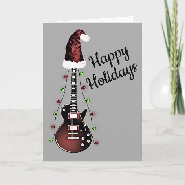 Tarjeta Navidades Guitarista de Música de Rocker Guitarian (Anverso)