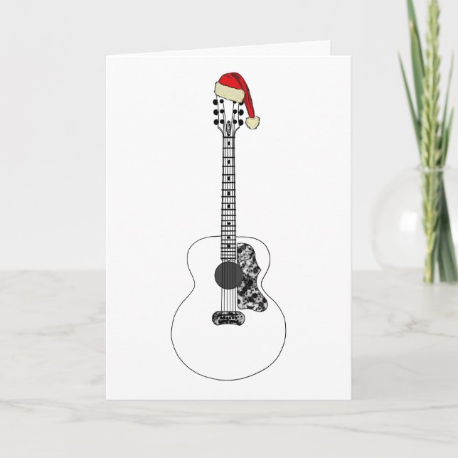Tarjeta Navidades Guitarra Acústica Arte Divertido Música  (Anverso)