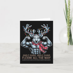 Tarjeta Navidades Gym Workout Reindeer Gana Flexing All T