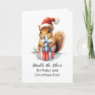 Tarjeta Navidades hasta cumpleaños Cute Watercolor Squirre