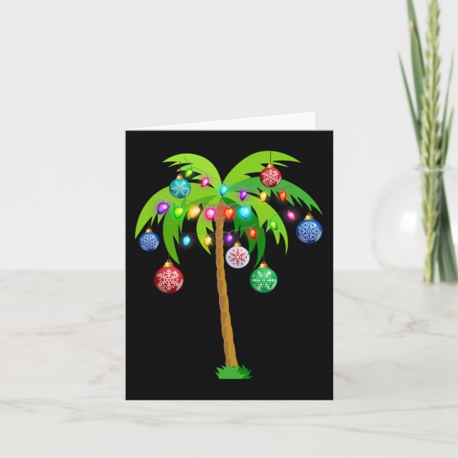 Tarjeta Navidades hawaianos palmeras tropicales de Navidad (Anverso)