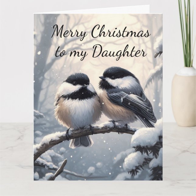 Tarjeta Navidades Hijas Desean y Aman a los Aves de Pollo (Anverso)