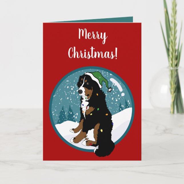 Tarjeta Navidades Holiday Bernese Mountain Dog (Anverso)
