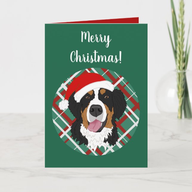 Tarjeta Navidades Holiday Bernese Mountain Dog (Anverso)