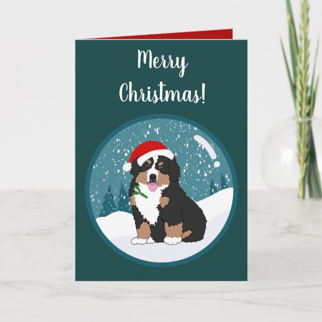 Tarjeta Navidades Holiday Bernese Mountain Dog (Anverso)