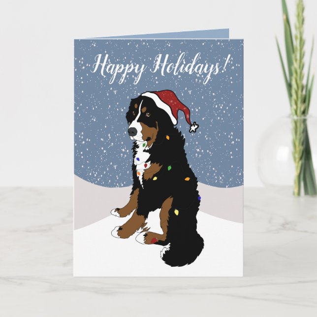 Tarjeta Navidades Holiday Bernese Mountain Dog (Anverso)