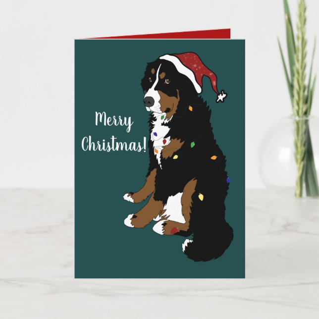 Tarjeta Navidades Holiday Bernese Mountain Dog (Anverso)