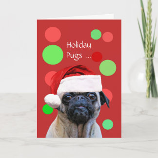 Tarjeta Navidades Holiday Cute Pug Dog Santa Hat