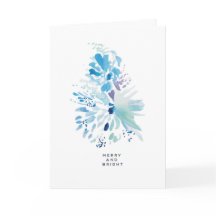 Navidades Holiday Merry Blue Wattercolor