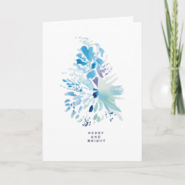 Tarjeta Navidades Holiday Merry Blue Wattercolor