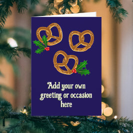 Tarjeta Navidades Holiday Pretzels con Holly - añadir text