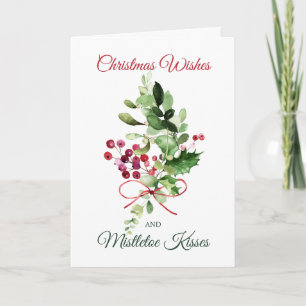 Tarjeta Navidades Holly Mistletoe Red Berry