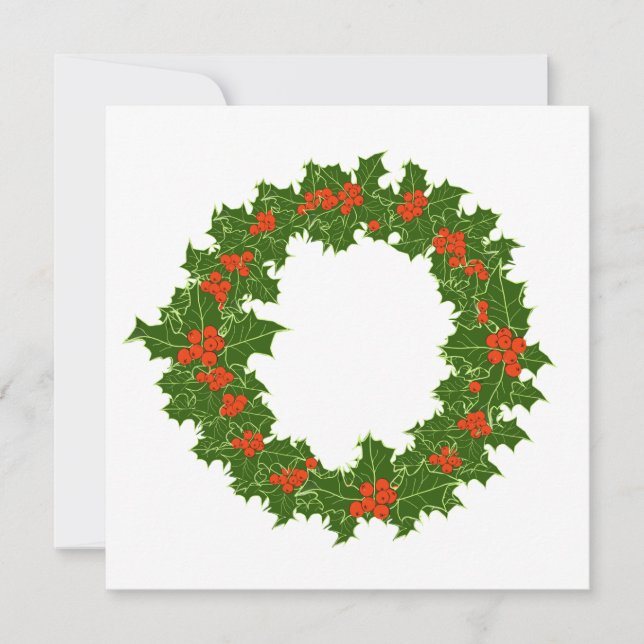Tarjeta Navidades Holly Wreath (Anverso)