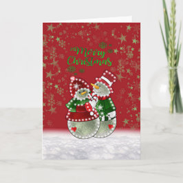 Tarjeta Navidades hombres de nieve doblados