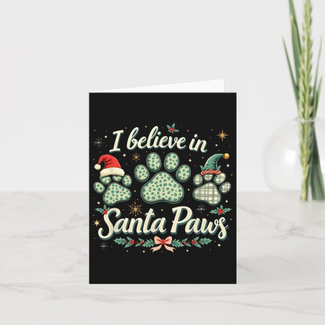 Tarjeta Navidades Hombres Santa Paw Mujer Niños Chica Tee (Anverso)