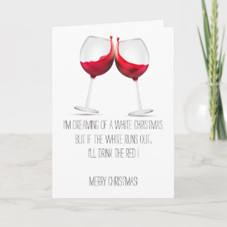 Tarjeta Navidades humorísticos con diseño de vinos