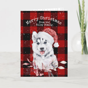 Tarjeta Navidades Husky En La Tapa De Búfalo