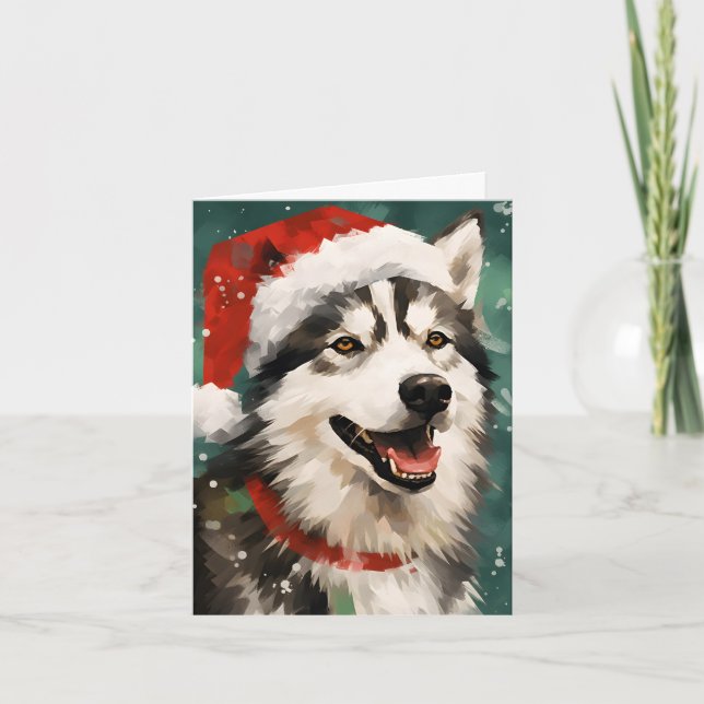 Tarjeta Navidades Husky pinchan arte (Anverso)