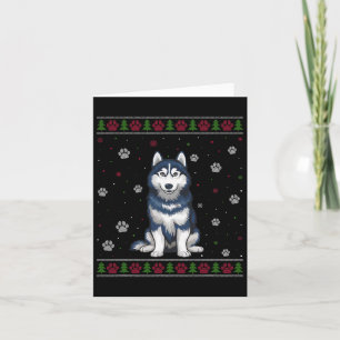 Tarjeta Navidades Husky Siberiano Sweater Xmas Mascota Ani