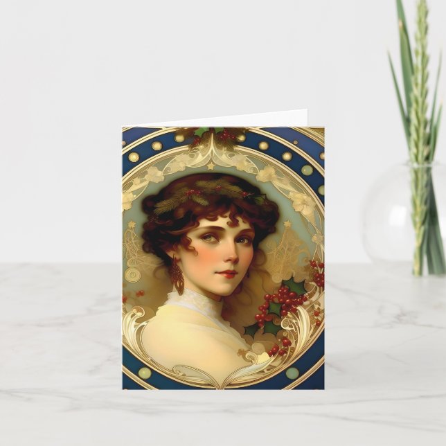 Tarjeta Navidades - IA - Art Nouveau - E (Anverso)